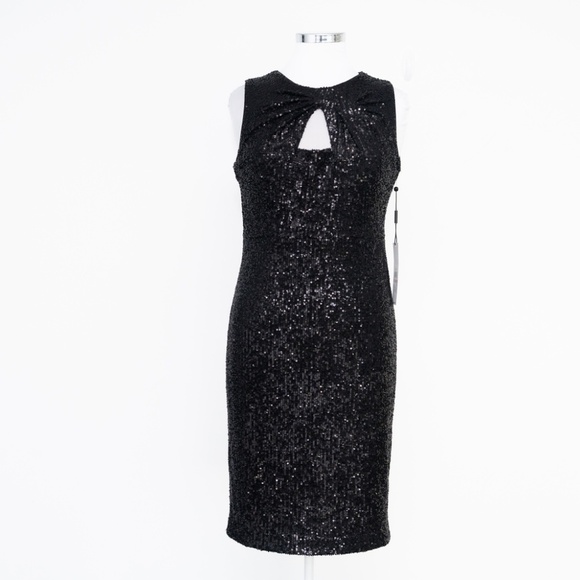 Calvin Klein - Petite Sequin Keyhole Sleeveless Sheath Dress - Picture 2 of 14
